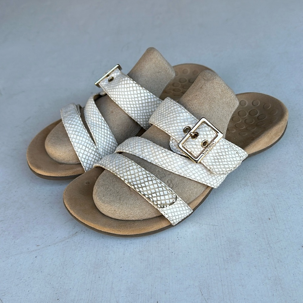 VIONIC | White Snakeskin Slip On Slippers